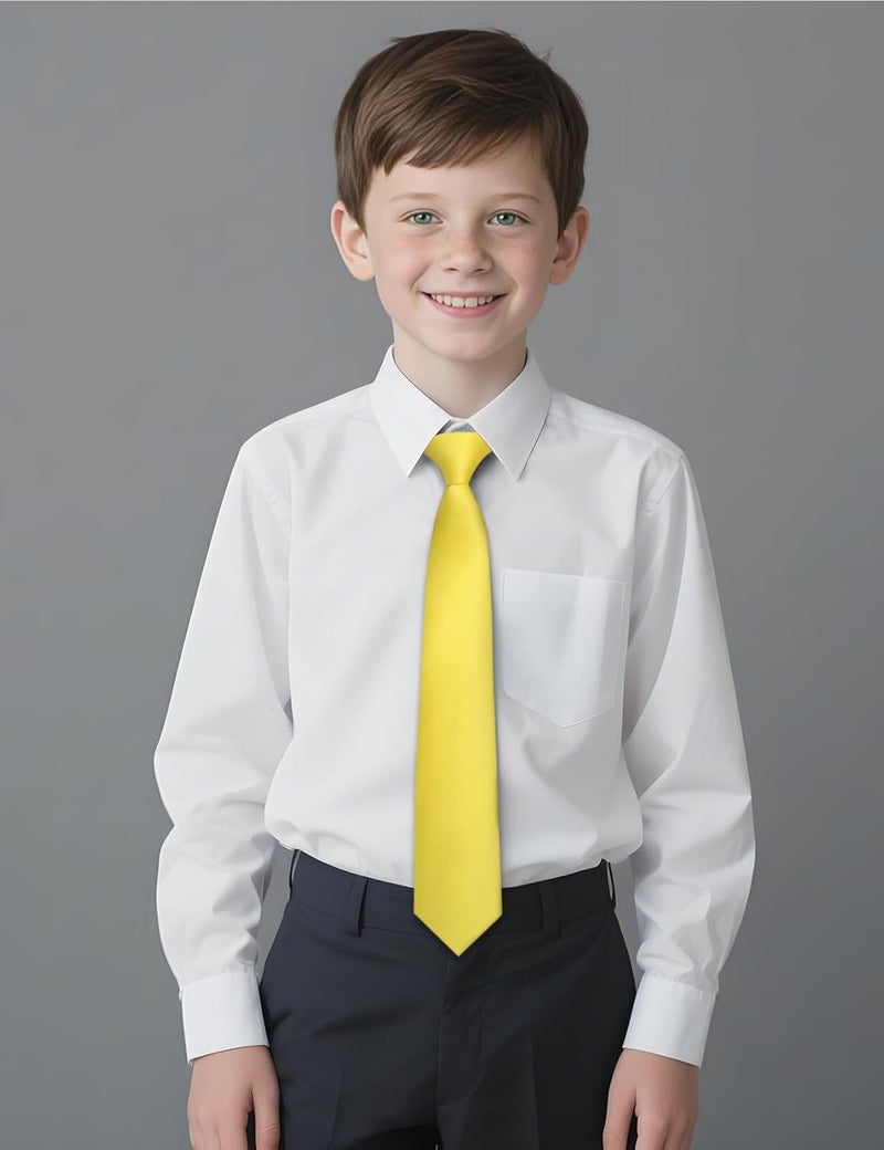 Ailisus Store Boys Tie Solid Color Silk Satin Pre-tied Kids Necktie for Age 8-12 Adjustable Formal Wedding School Graduation - Image 2
